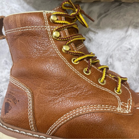 Men's Leather 6" Steel Toe Work Boots Oil Resistant Herman Survivors Oakridge - Picture 6 of 9